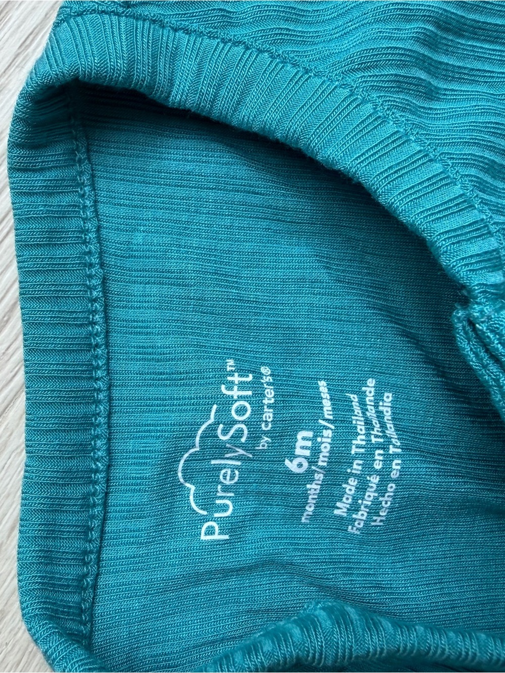 Carter's Blue and Teal Ribbed One-Piece Rompers - Picture 4 of 5